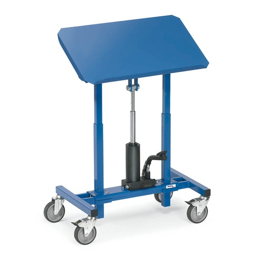 [039608] Transportador y posicionador de material en altura con ruedas - Dim. plataforma 750 x 450 mm - Azul Ral 5007