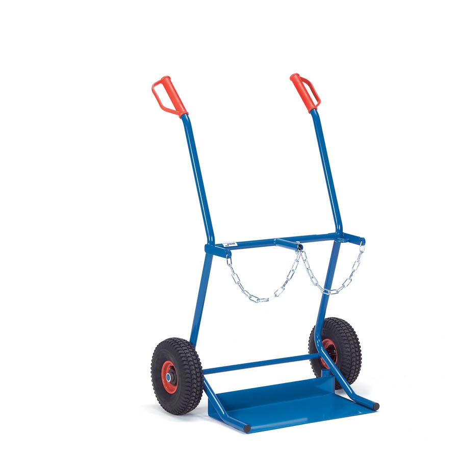 [039616] Carretilla de mano para botellas de gas - Capacidad 2 x 20 litros - Azul ral 5007