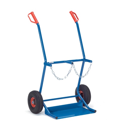 [039616] Carretilla de mano para botellas de gas - Capacidad 2 x 20 litros - Azul ral 5007