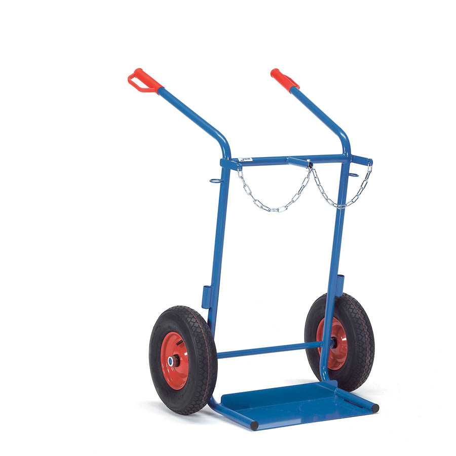 [039618] Carretilla de mano para botellas de gas - Capacidad 2 x 40-50 litros - Azul ral 5007