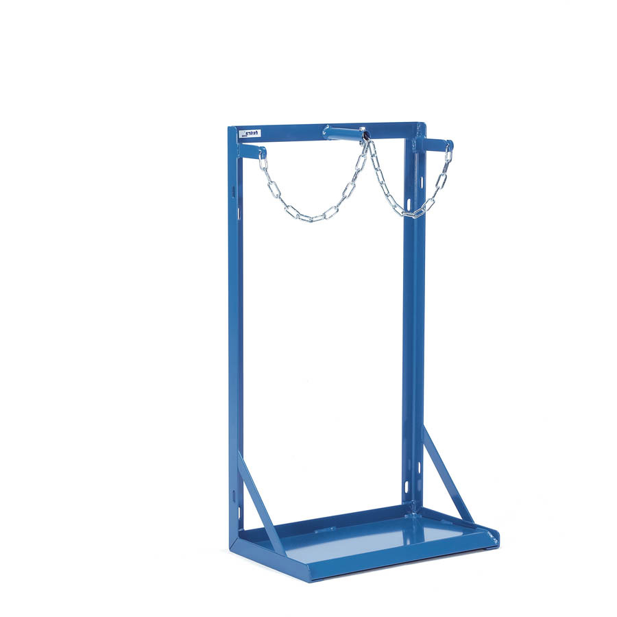 [039624] Soporte metálico con cadena para el almacenamiento de botellas de gas - Capacidad 2 x 40-50 litros - Azul ral 5007 