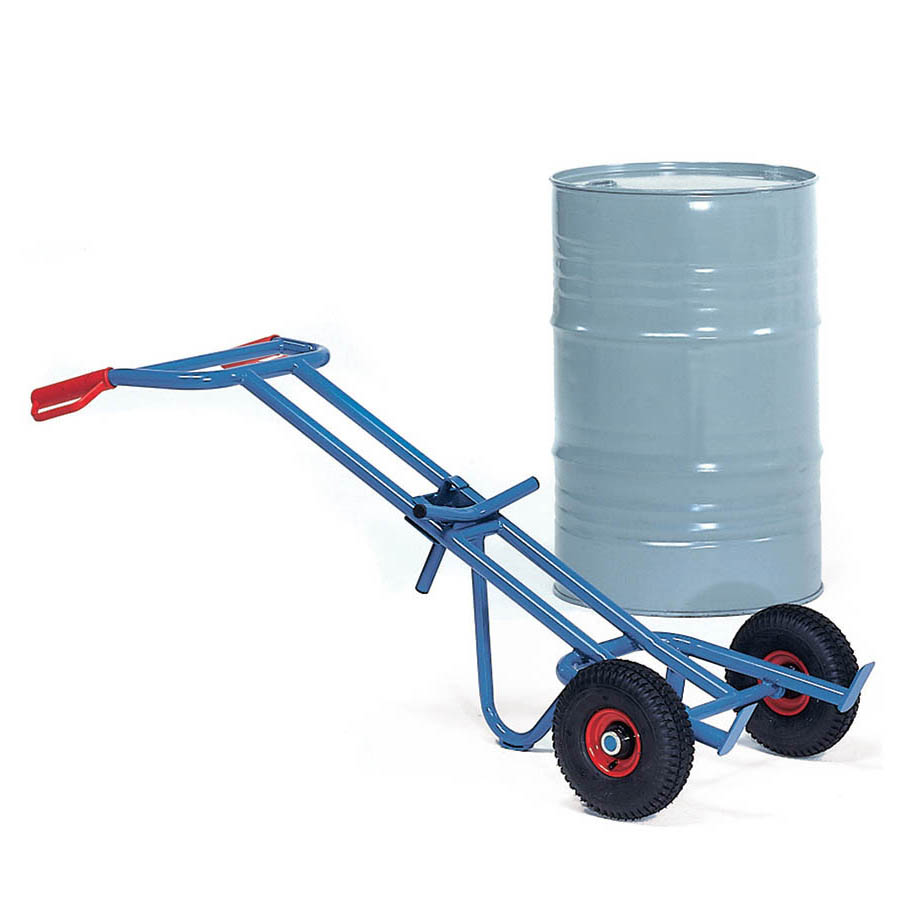 [039628] Carretilla manual en acero para bidones - Dim. 680 x 1600h mm - Azul ral 5007