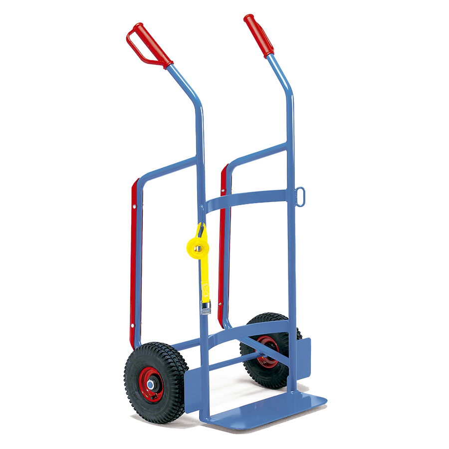 [039630] Carretilla manual en acero para bidones plásticos - Dim. 640 x 1300h mm - Azul ral 5007