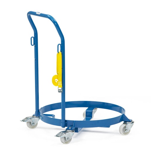 [039633] Rodador de bidones de 60 ó 200 litros con tirador y correa de amarre - Dim.: Ø650 x 1350h mm - Azul Ral 5007