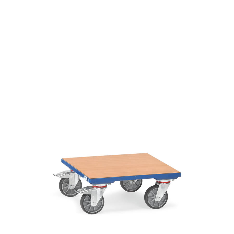 [039650] Base rodante para cajas con plataforma de madera - Dim. plataforma 600 x 600 x 199h mm - Azul Ral 5007