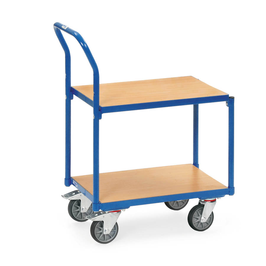 [039661] Base rodante con plataforma de madera y tirador - Dim. plataforma 610x410 mm - Azul Ral 5007