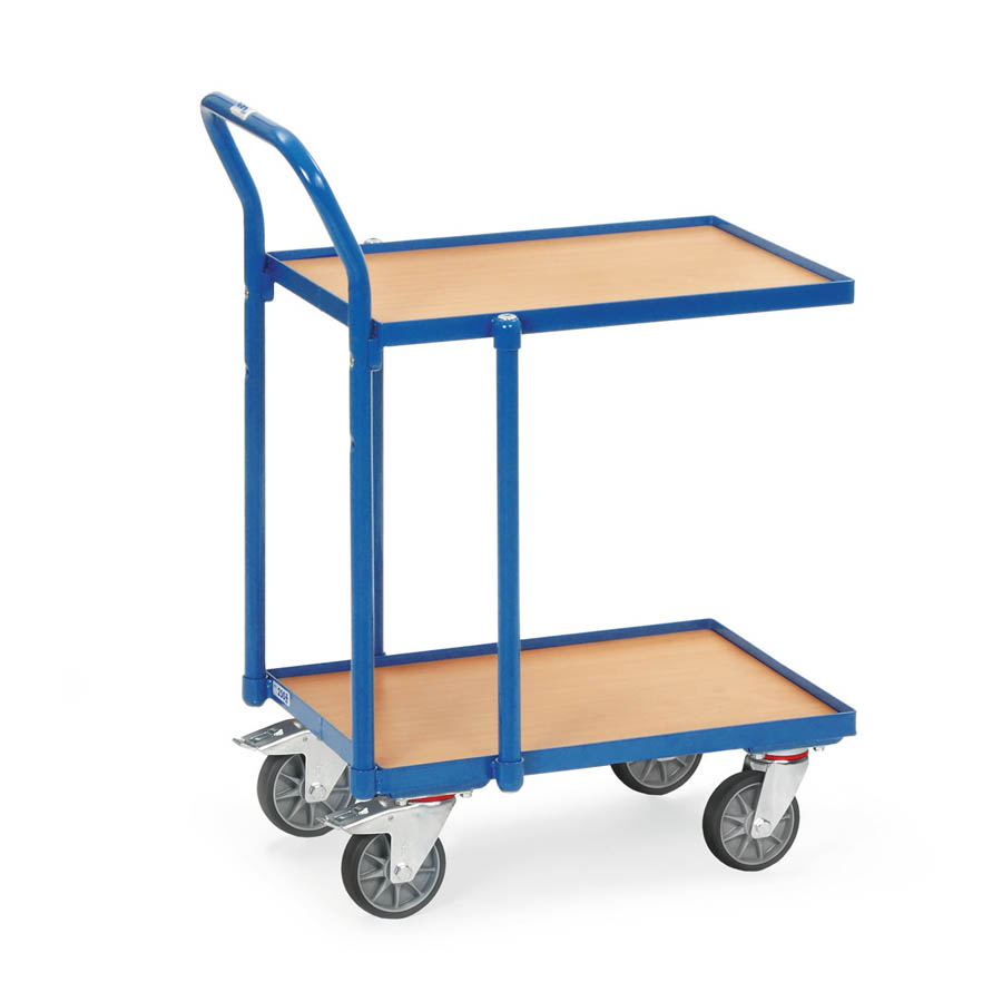 [039663] Base rodante con plataforma de madera y tirador - Dim. plataforma 610 x 410 mm - Azul Ral 5007