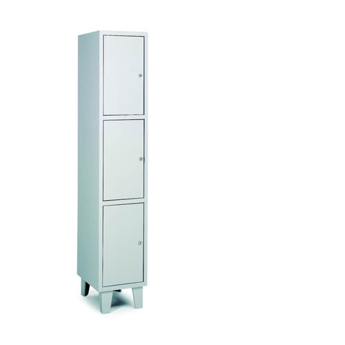 [039786] Taquilla metálica para vestuario con 3 puertas - Dim.: 415x460x1780h mm - Gris ral 7035