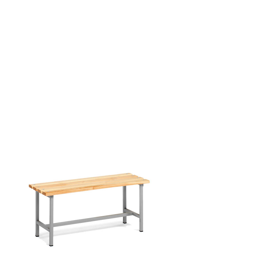 [039876] Banqueta para vestuario de acero con asiento de madera - Dim.: 1000x340x440h mm - Gris Ral 7035