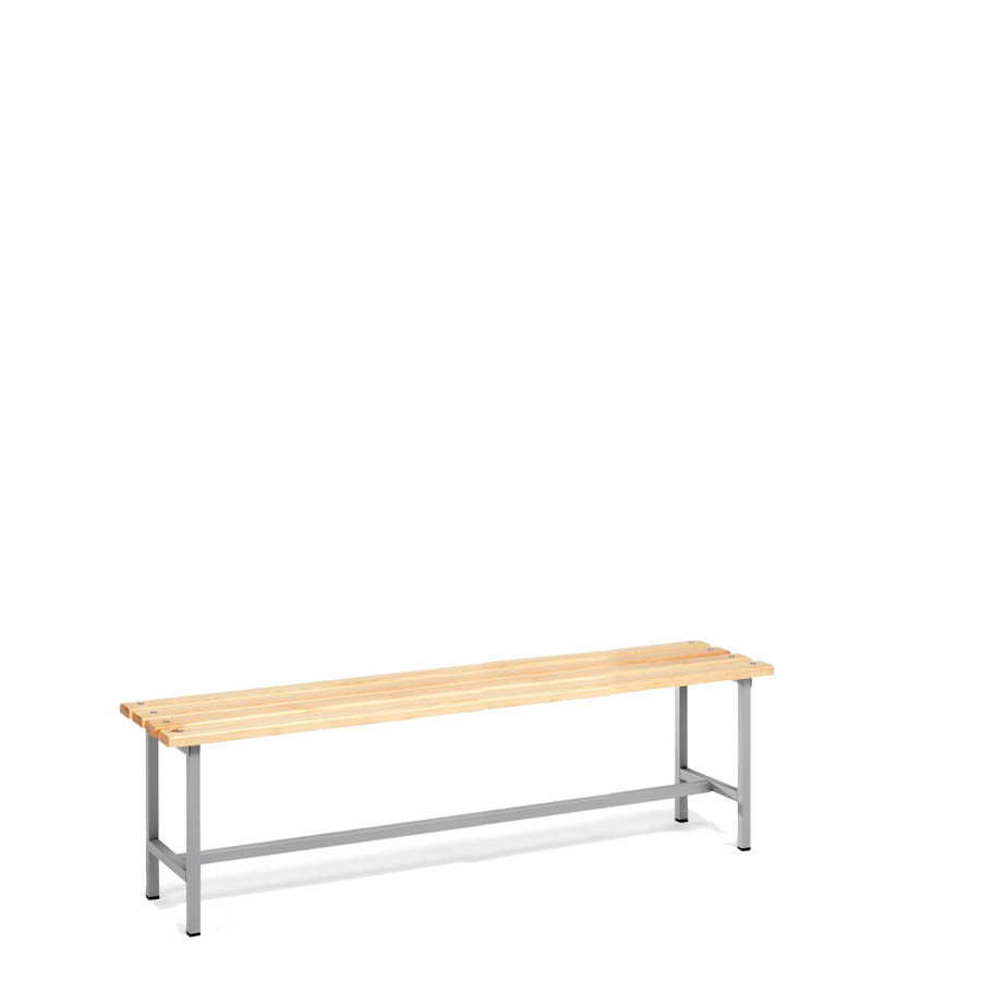 [039877] Banqueta para vestuario de acero con asiento de madera - Dim.: 1500x340x440h mm - Gris Ral 7035