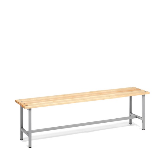 [039877] Banqueta para vestuario de acero con asiento de madera - Dim.: 1500x340x440h mm - Gris Ral 7035