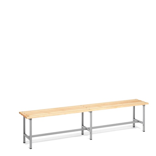 [039878] Banqueta para vestuario de acero con asiento de madera - Dim.: 2000x340x440h mm - Gris Ral 7035