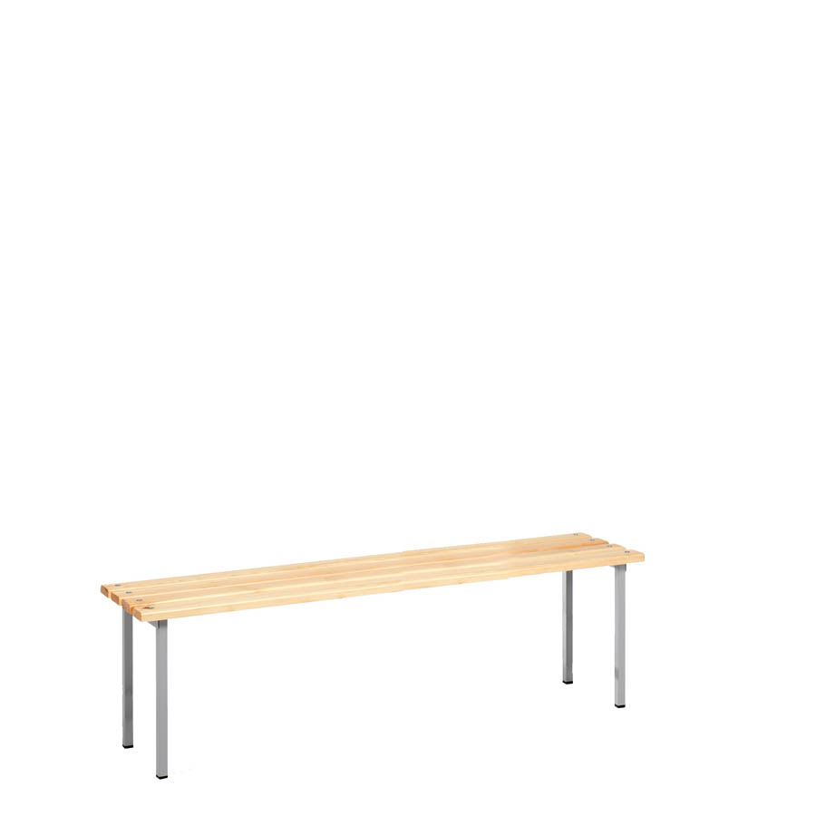 [039889] Banqueta para vestuario de acero con asiento de madera - Dim.: 1500x340x440h mm - Gris Ral 7035