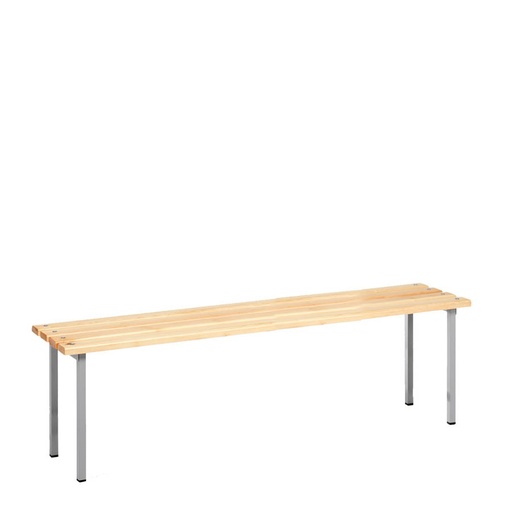 [039889] Banqueta para vestuario de acero con asiento de madera - Dim.: 1500x340x440h mm - Gris Ral 7035