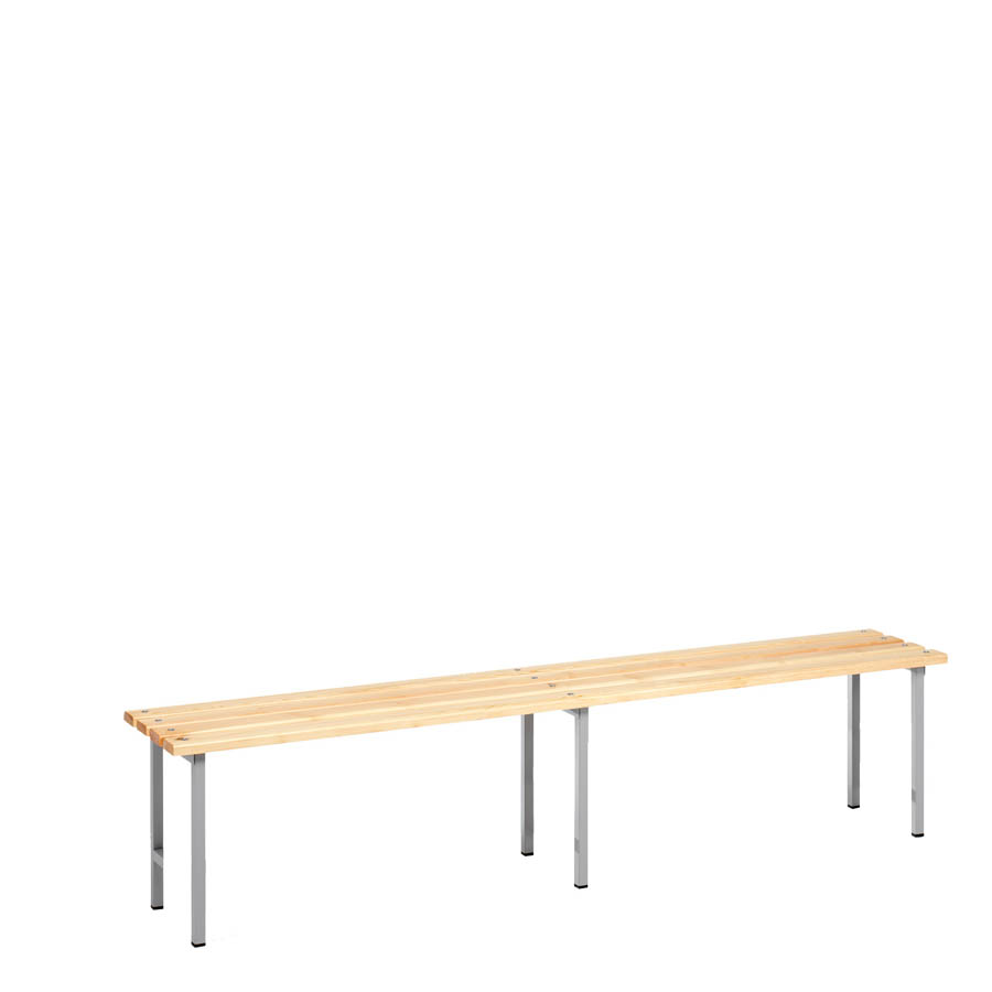 [039890] Banqueta para vestuario de acero con asiento de madera - Dim.: 2000x340x440h mm - Gris Ral 7035