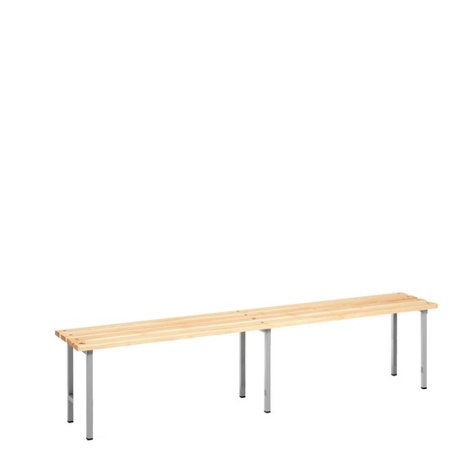 [039890] Banqueta para vestuario de acero con asiento de madera - Dim.: 2000x340x440h mm - Gris Ral 7035