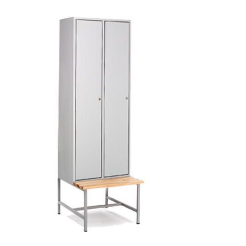 [039891] Armario ropero metálico sobre banqueta con 2 puertas para vestuario - Dim.: 640x740x2083h mm - Gris ral 7035