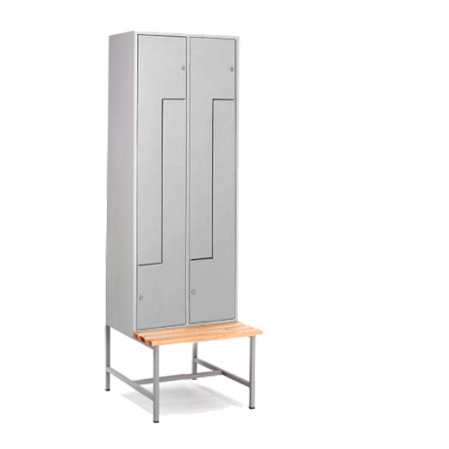 [039896] Armario ropero metálico sobre banqueta con 4 puertas en PL para vestuario - Dim.: 800x740x2083h mm - Gris ral 7035