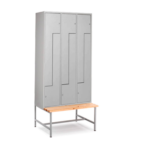 [039897] Armario ropero metálico sobre banqueta con 6 puertas en PL para vestuario - Dim.: 1188x740x2083h mm - Gris ral 7035