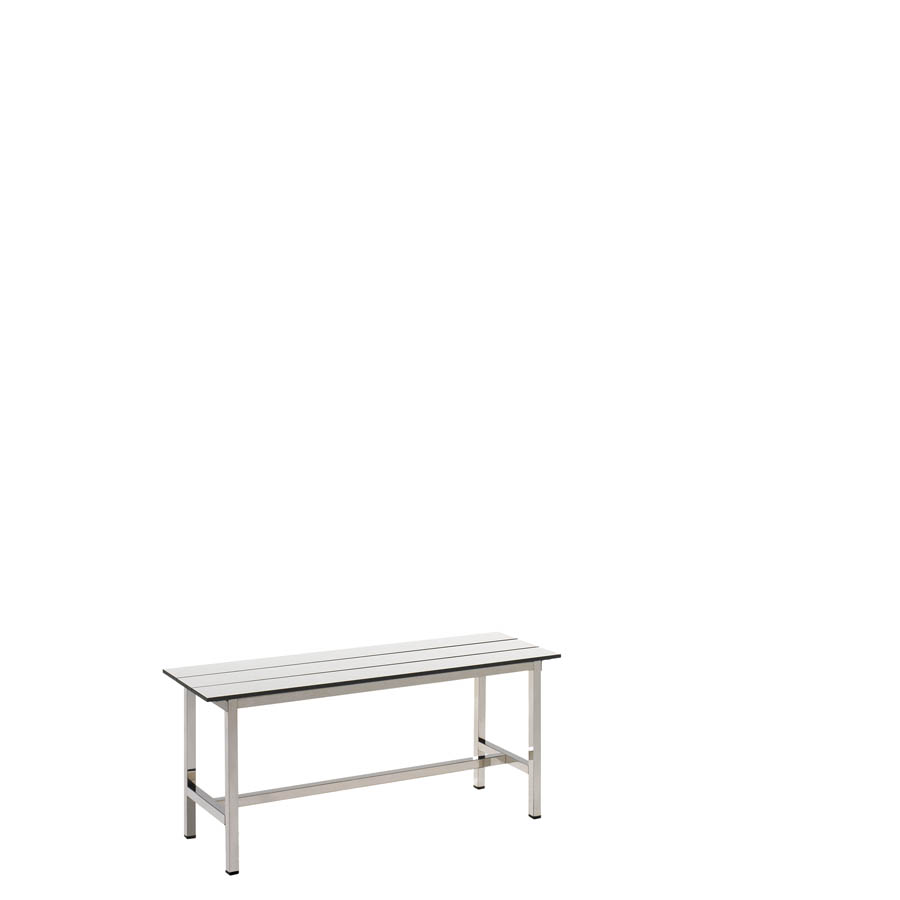 [039899] Banqueta para vestuario de acero con asiento fenólico - Dim.: 1000x370x430h mm - Gris claro / inoxidable