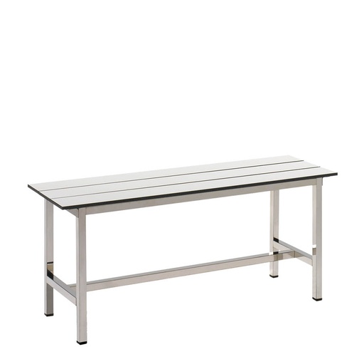 [039899] Banqueta para vestuario de acero con asiento fenólico - Dim.: 1000x370x430h mm - Gris claro / inoxidable