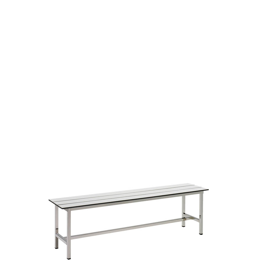 [039901] Banqueta para vestuario de acero con asiento fenólico - Dim.: 1500x370x430h mm - Gris claro / inoxidable