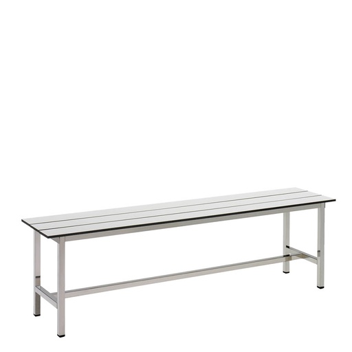 [039901] Banqueta para vestuario de acero con asiento fenólico - Dim.: 1500x370x430h mm - Gris claro / inoxidable