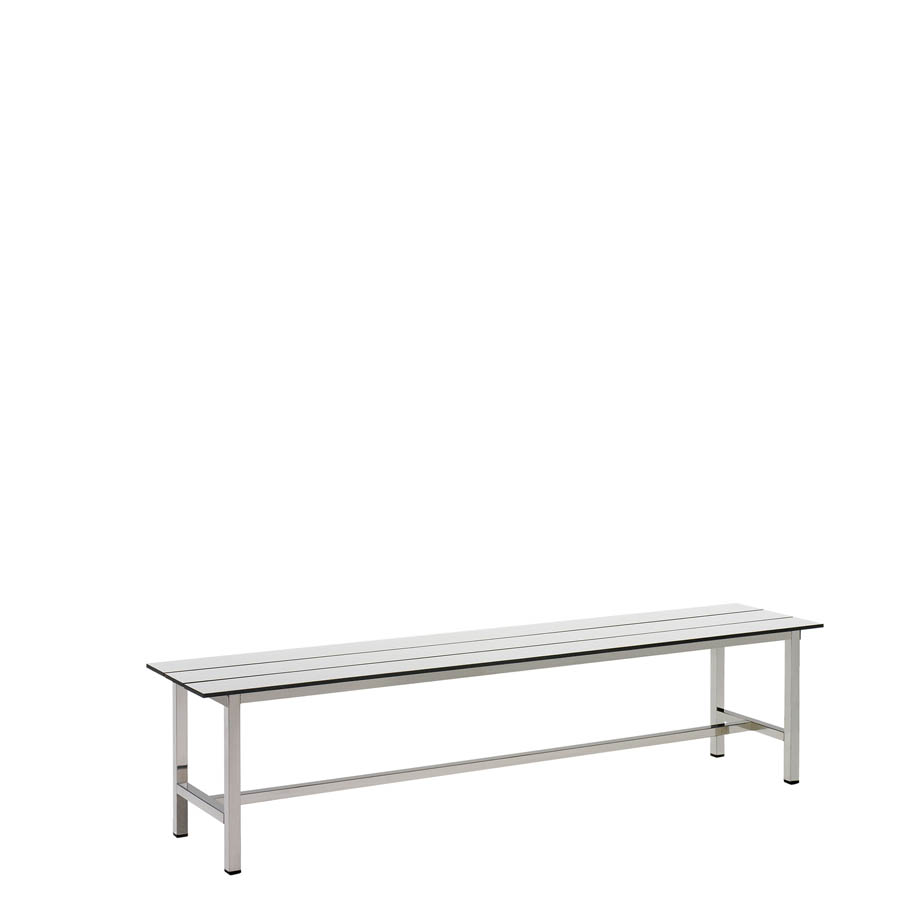 [039903] Banqueta para vestuario de acero con asiento fenólico - Dim.: 2000x370x430h mm - Gris claro / inoxidable