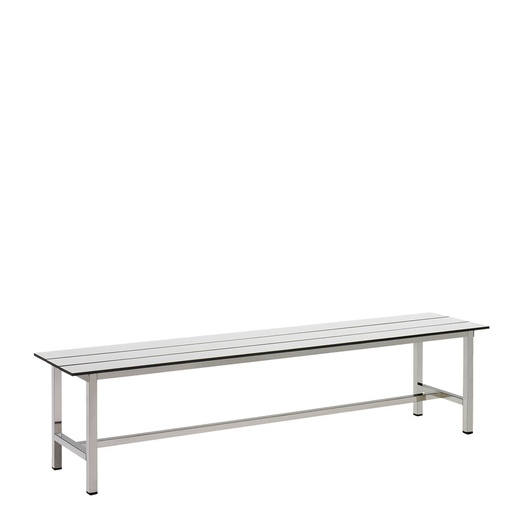 [039903] Banqueta para vestuario de acero con asiento fenólico - Dim.: 2000x370x430h mm - Gris claro / inoxidable