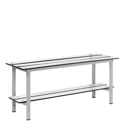 [039904] Banqueta para vestuario de acero con asiento fenólico y estante inferior - Dim.: 1000x370x430h mm - Gris claro / gris ral 7035