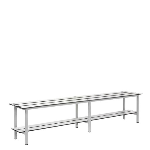 [039908] Banqueta para vestuario de acero con asiento fenólico y estante inferior - Dim.: 2000x370x430h mm - Gris claro / gris ral 7035