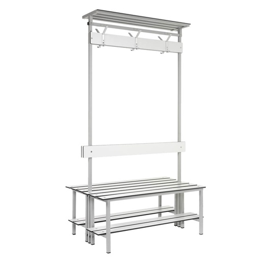 [039916] Banqueta a dos caras para vestuario con asiento fenólico y estante inferior - Dim.: 1000x710x1880h mm - Gris claro / gris ral 7035