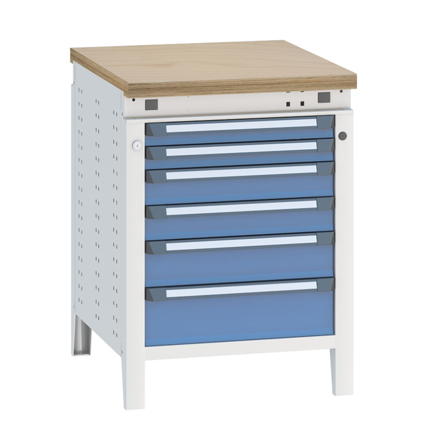 [040360] Banco de trabajo serie Funcion - Dim.: 607x750x850h mm - Azul ral 5012 + gris ral 7035